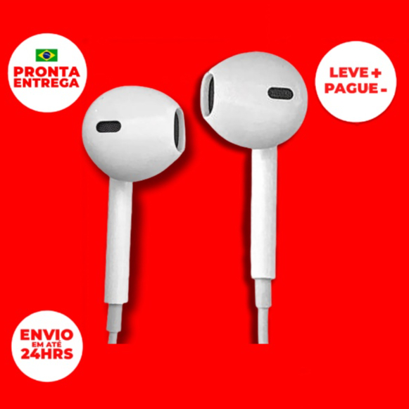 Fone De Ouvido Branco Com Fio E Microfone Slim Estéreo Para Celular Conector P2