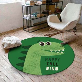 Tapete Redondo 88x88cm  Decorativo Antiderrapante Dino