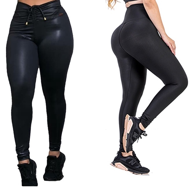 kit fitness 2 Calças Modeladora 1 Com Franzido Bumbum E 1 Afina Cintura e empina bumbum kit academia