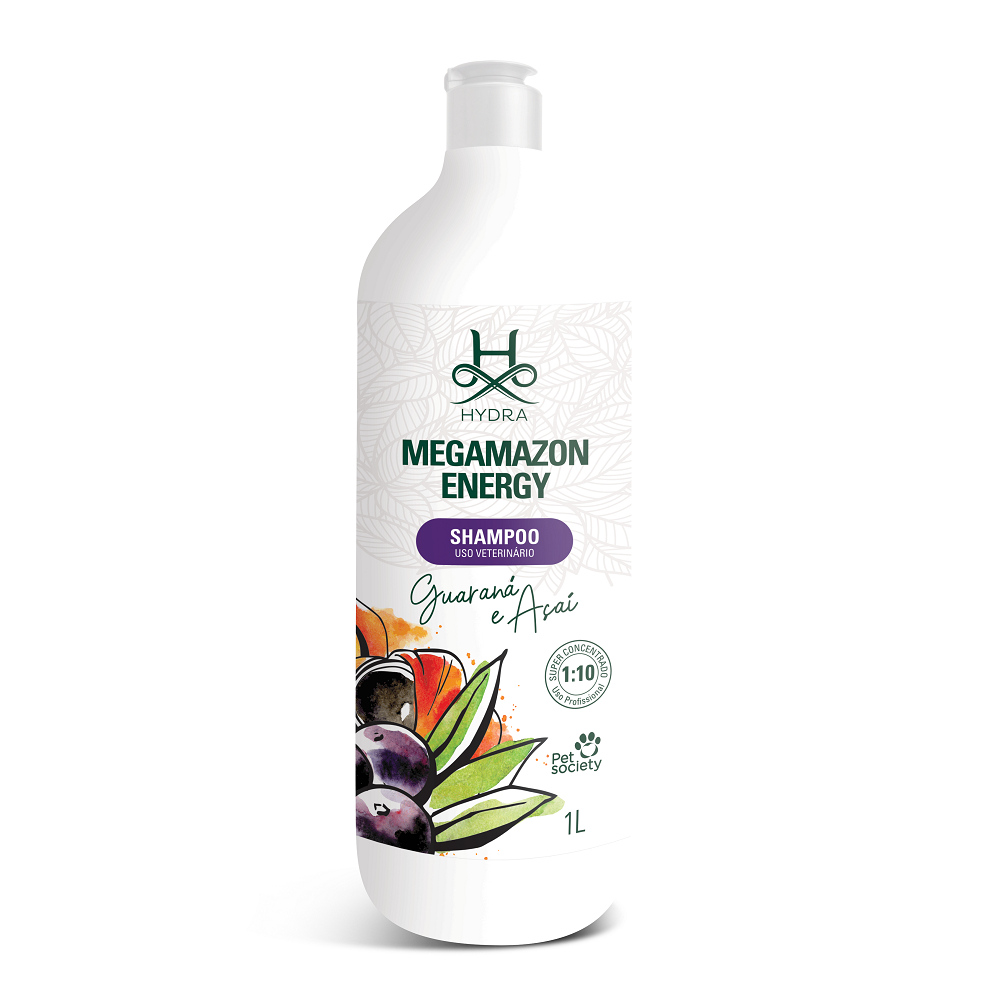 Shampoo Pet Society Hydra Megamazon Energy Guaraná e Açaí Cães Gatos 1L