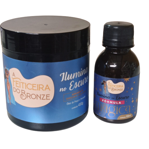 KIT FEITICEIRA DO BRONZE AMPOLA DE100ML + ILUMINA NO ESCURO 450G