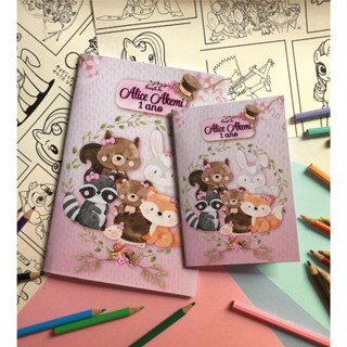 Revistinha de colorir no tema Bosque rosa para festa de aniversário e lembrancinhas A6 10x15 cm. em Oferta na Shopee