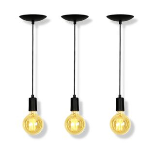 Kit 3 Pendente Lustre Retrô Fio Simples Soquete Liso E-27 em Oferta na Shopee