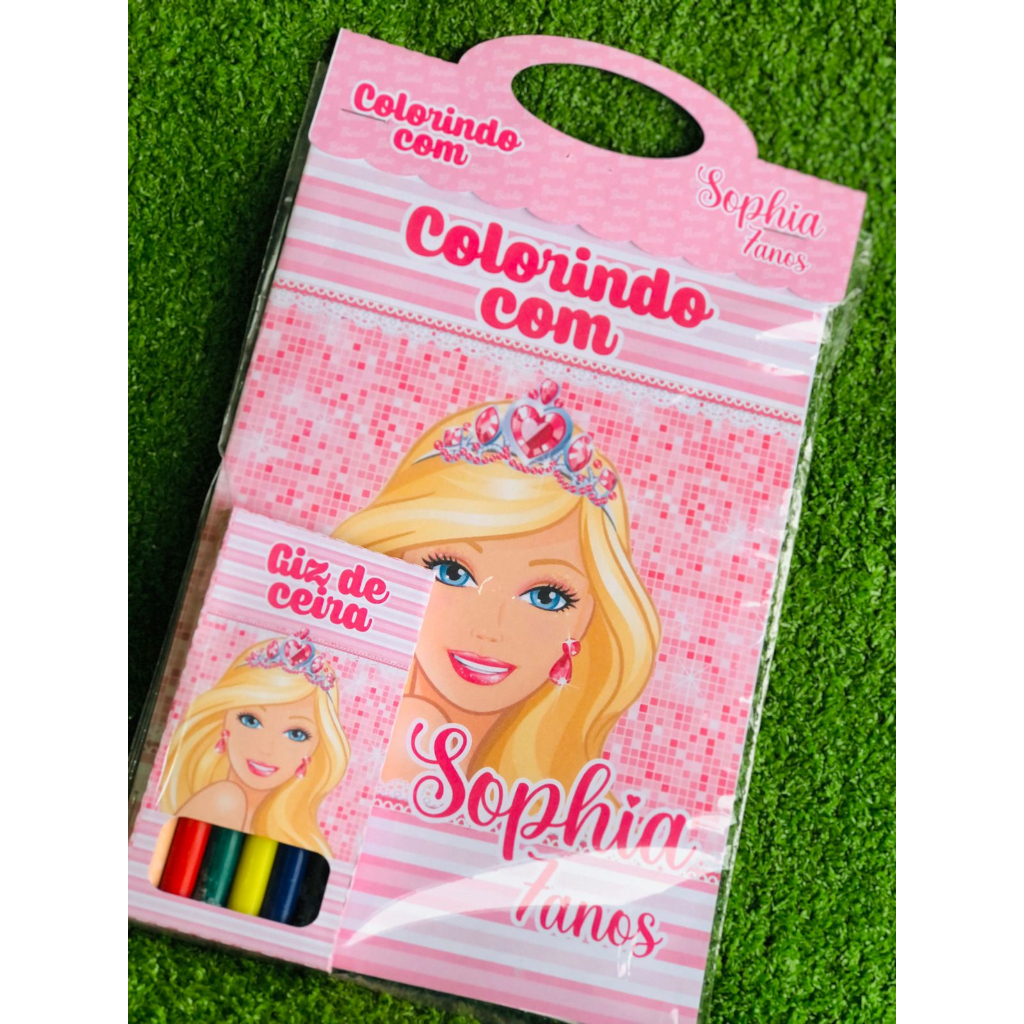 Kit de colorir giz de cera Personalizado Barbie | lembrancinhas | festa infantil | aniversário | Pintura