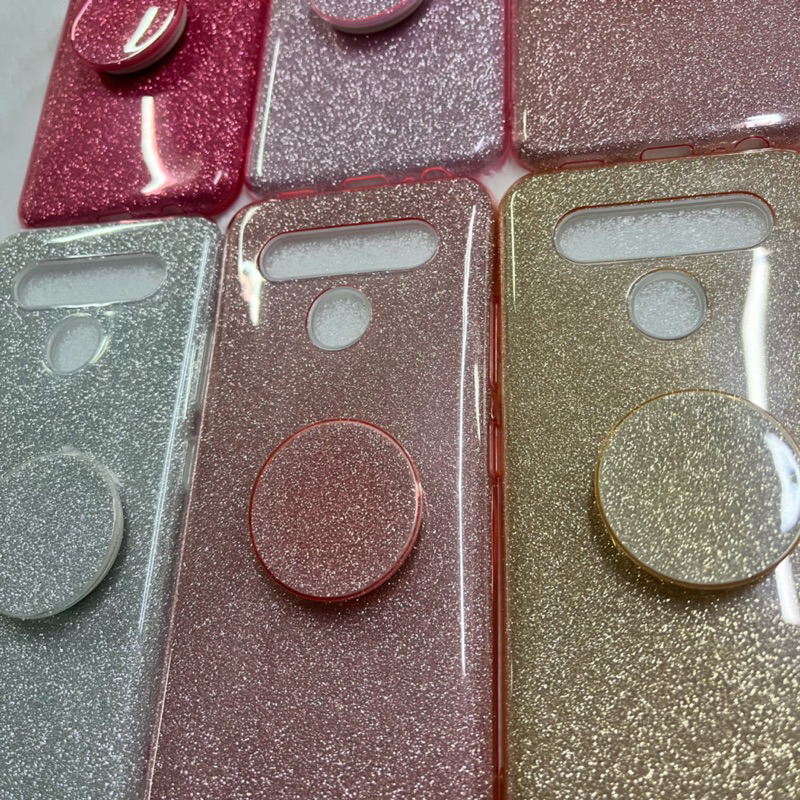 (Com Pop Socket)Capinha Glitter Brilho Com Pop Socket Para LG K41S/K51S