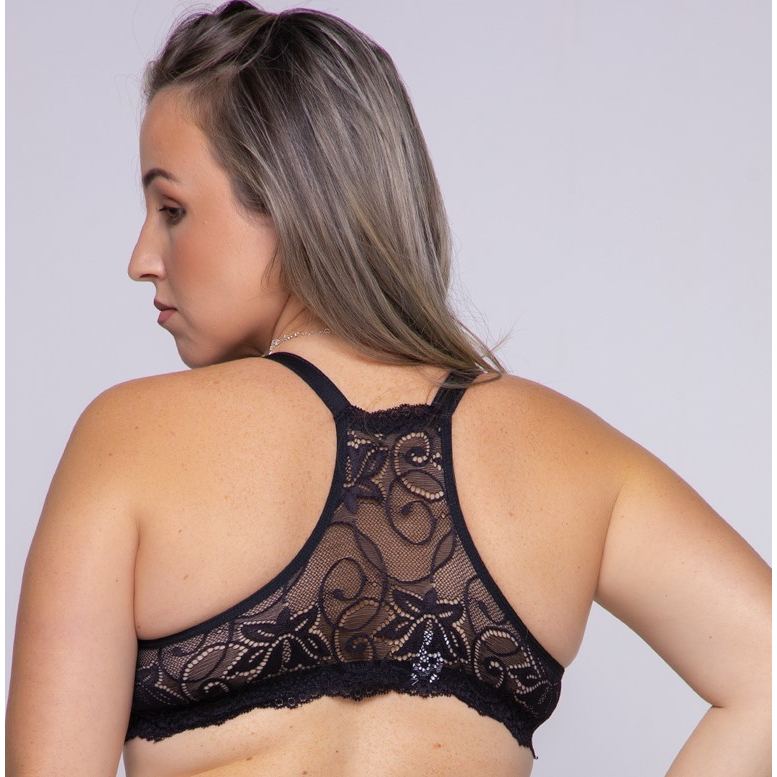 Sutiã Nadador Plus Size Com Bojo Rendado Alça Reforçada Regulagem Metal Fecho Frontal Regata em Oferta na Shopee