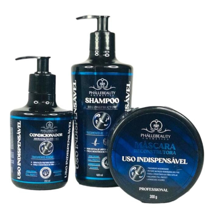 Kit Shampoo + Condicionador + Máscara Capilar Uso Indispensável Phállebeauty em Oferta na Shopee