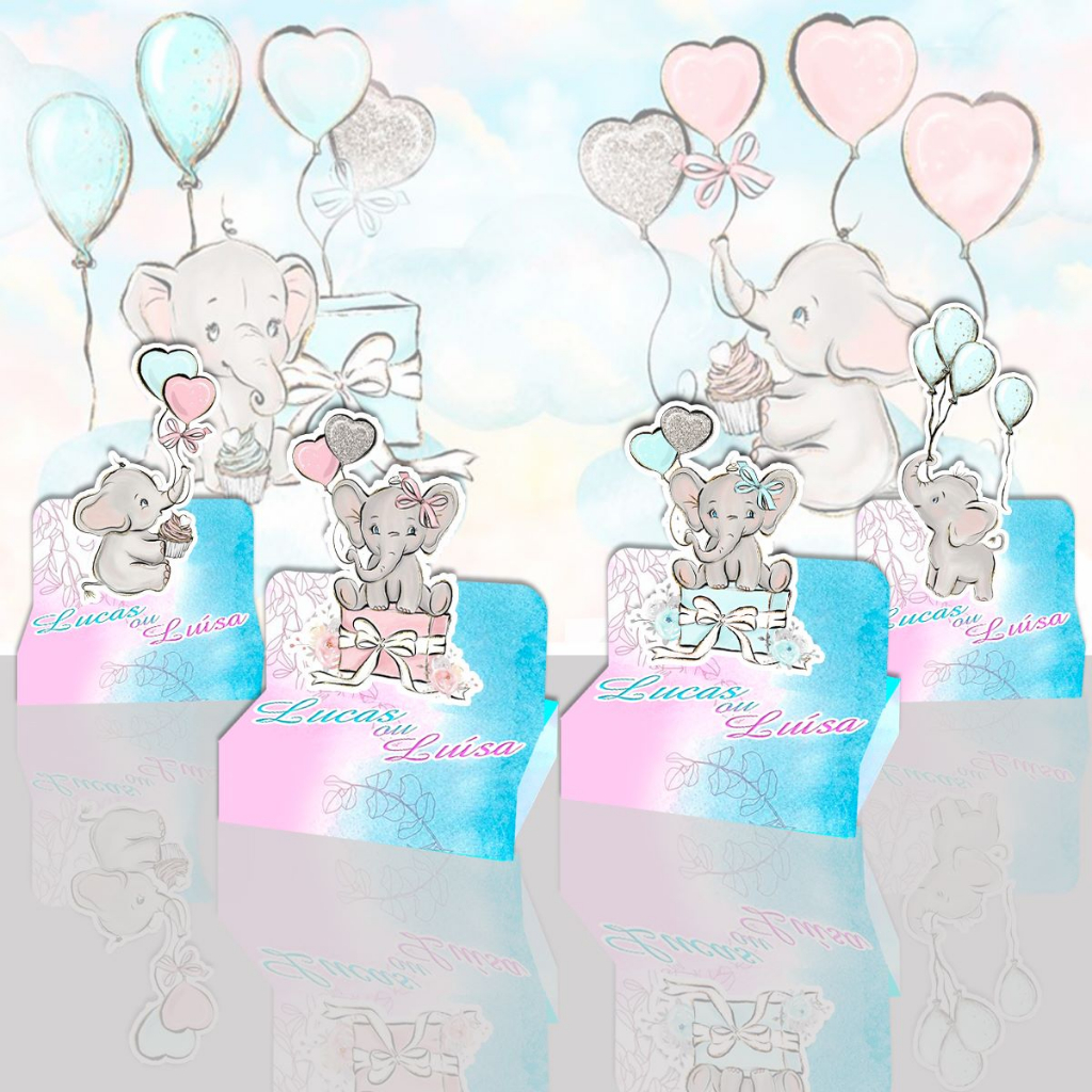 10 Caixinhas porta chocolate Elefante Cha Revelação Caixa Elefantinho Lembrancinha Personalizadas