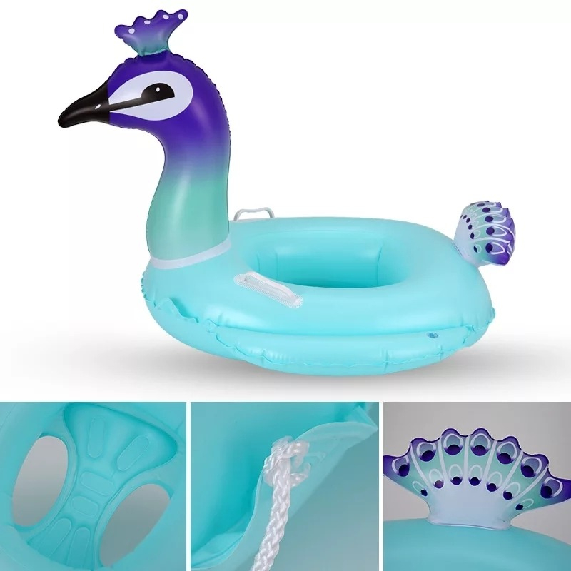Bóia com Assento e Alças Infantil Pavão com Gliter Ganso Bote Inflável Para Crianças Piscina