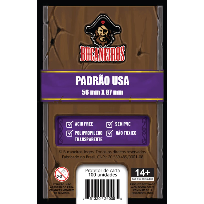 Sleeve Padrão USA (56x87mm) - Bucaneiros - 100 Unidades