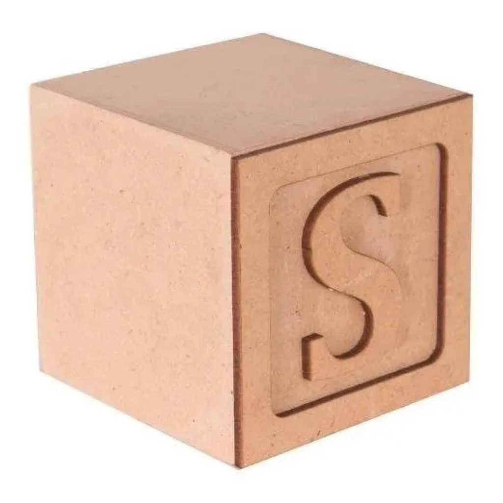 Kit Cubos MDF CRU Com Moldura e Letra Artesanato Decoração