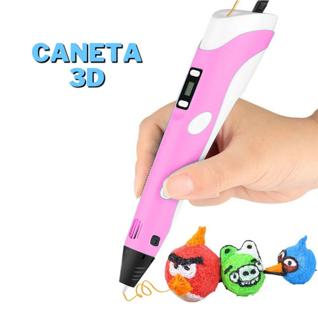 Caneta 3D Impressora Carregamento USB Com Refil Filamento Novidade Lançamento