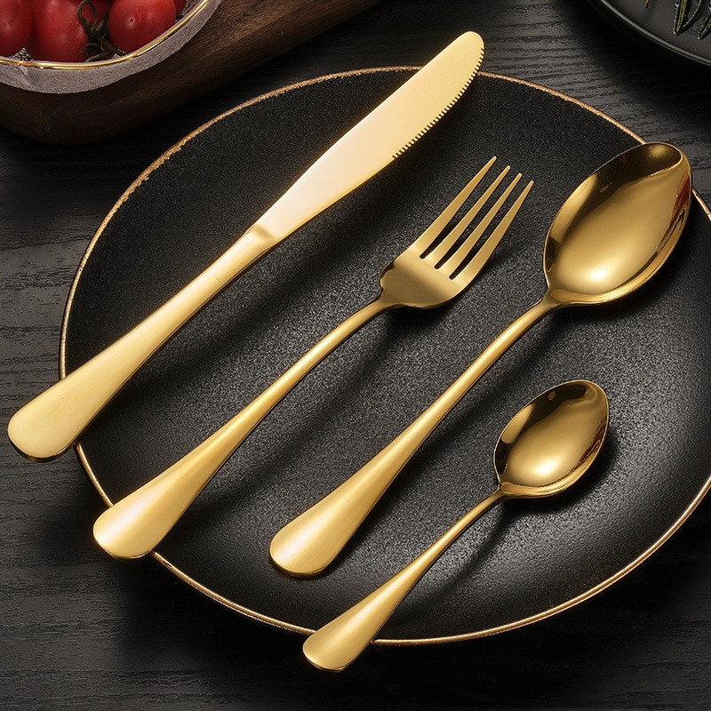 18 Peças Talheres de Aço Inox Dourada Garfo Colher Faca Faqueiro