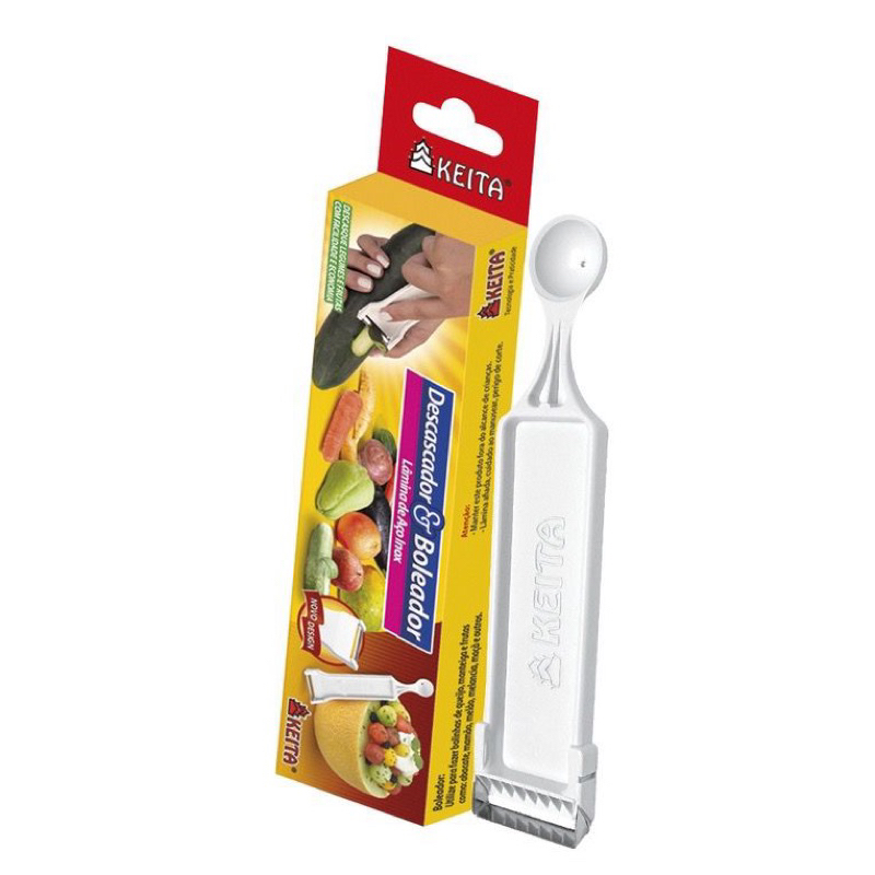 Descascador Boleador Furador Frutas Legumes Batata 2 Em 1 Aço Inox Keita
