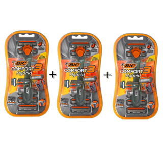 Kit 3 Aparelho De Barbear Bic Comfort 3 Hybrid Com 18 Cartuchos Preto em Oferta na Shopee