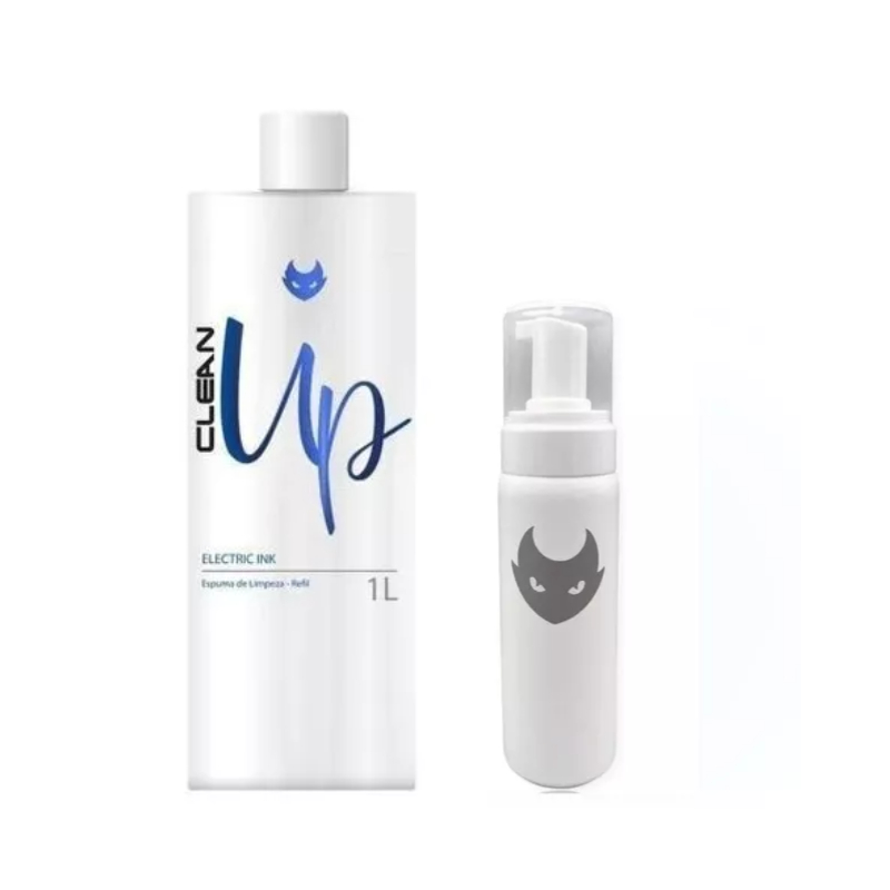 Kit Frasco Espumador 210ml + Clean UP 1L Electric Ink Tattoo Tatuagem em Oferta na Shopee