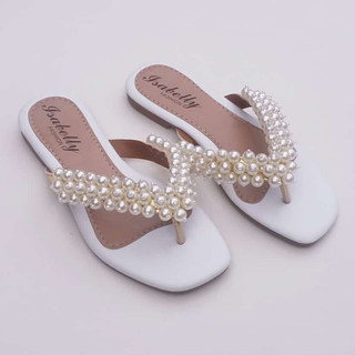 Sandalia Rasteirinha Feninina Perolas Chinelo Tiras Promoção
