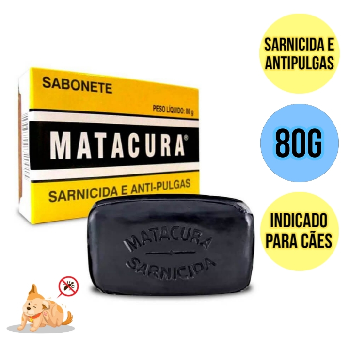 Sabonete Antipulgas Sarnicida Para Cachorro Pet Matacura 80g Para Cães