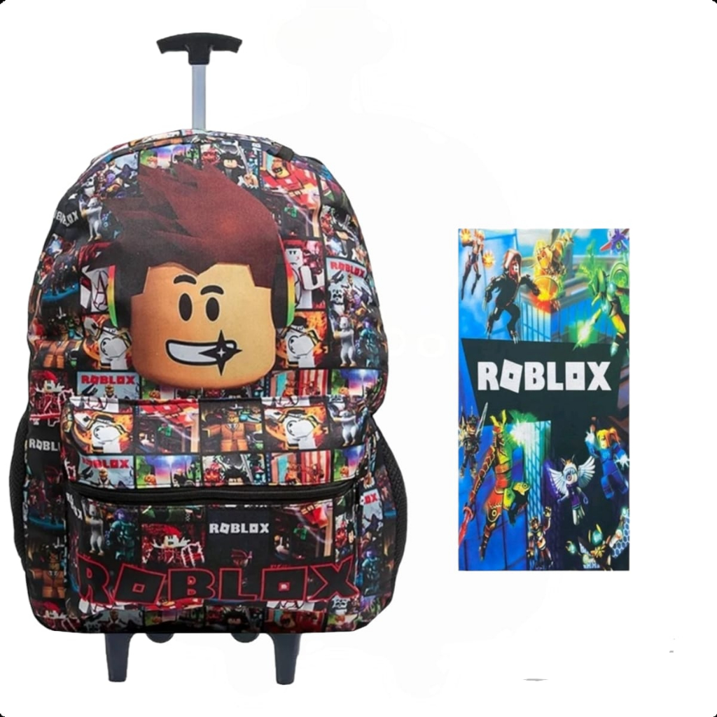 Mochila Rodinha Escolar Juvenil Roblox -Toalha em Oferta na Shopee