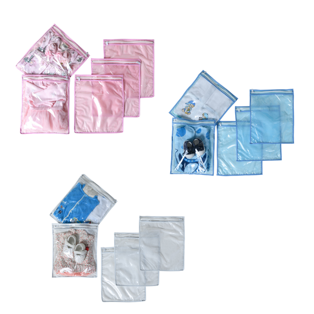 Kit com 3 saquinhos organizadores para mala de maternidade com zíper - roupas molhadas de praia