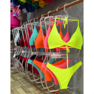 Biquíni asa delta feminino com bojo amarração no pescoço e costas moda praia