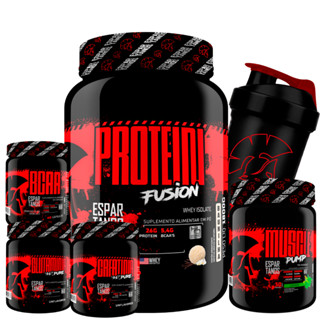 Kit Whey Protein Fusion 1,8 Kg + BCAA + Creatina + Glutamina + Pré Treino Limão + Shaker