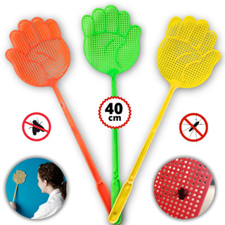Kit 1, 2, 4 ou 10 Mata Moscas Mãozinha Insetos Mosquitos Cabo Longo Plástico Manual Prático