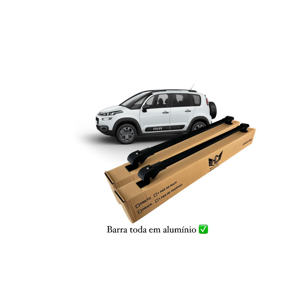 Rack Travessa de Teto Citroen Aircross 2010 A 2019 Bagageiro Slim Barra Alumínio