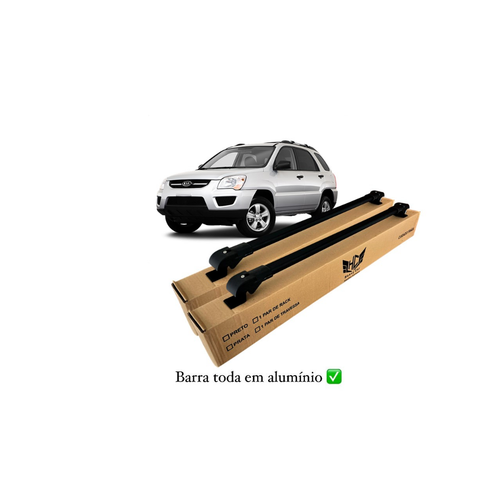 Rack Travessa de Teto Kia Sportage 2004 A 2010 Bagageiro Slim Barra Alumínio