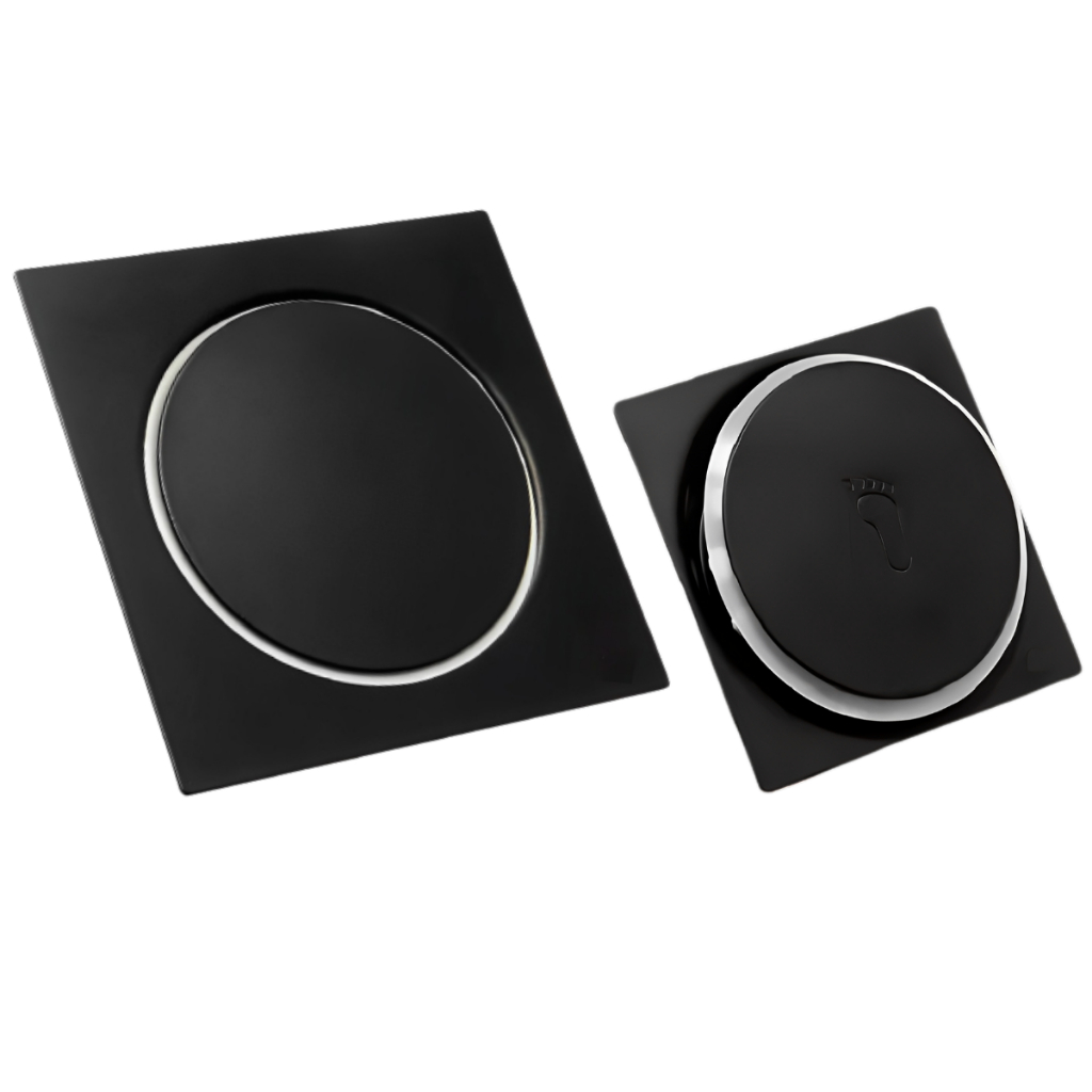 1 Ralo Click Inteligente Preto Fosco 10x10CM +1 Ralo Click Inteligente Preto Fosco Black Matte 15x15