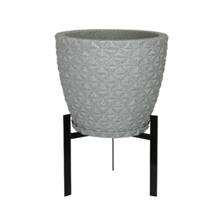 vaso de planta bojo diamante pp  em polietileno 23x20cm com prato e suporte em Oferta na Shopee