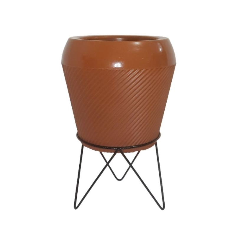 vaso para plantas bojo egípcio pp em polietileno 25x23cm com suporte tripé em Oferta na Shopee