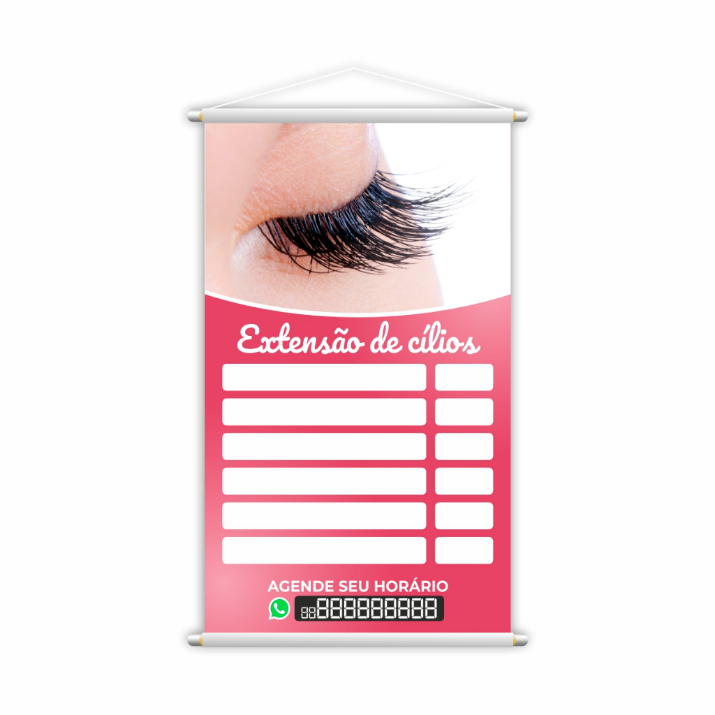 Banner Extensão de Cílios Preço Contato Salão