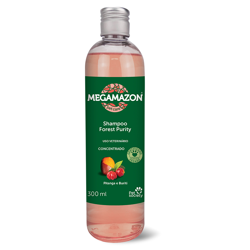 Shampoo Pet Society Megamazon Forest Purity Pitanga e Buriti Cães Gatos 300mL