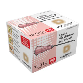 Agulha Descartável 18G 40 x1,2 mm Descarpack caixa c/ 100 unidades