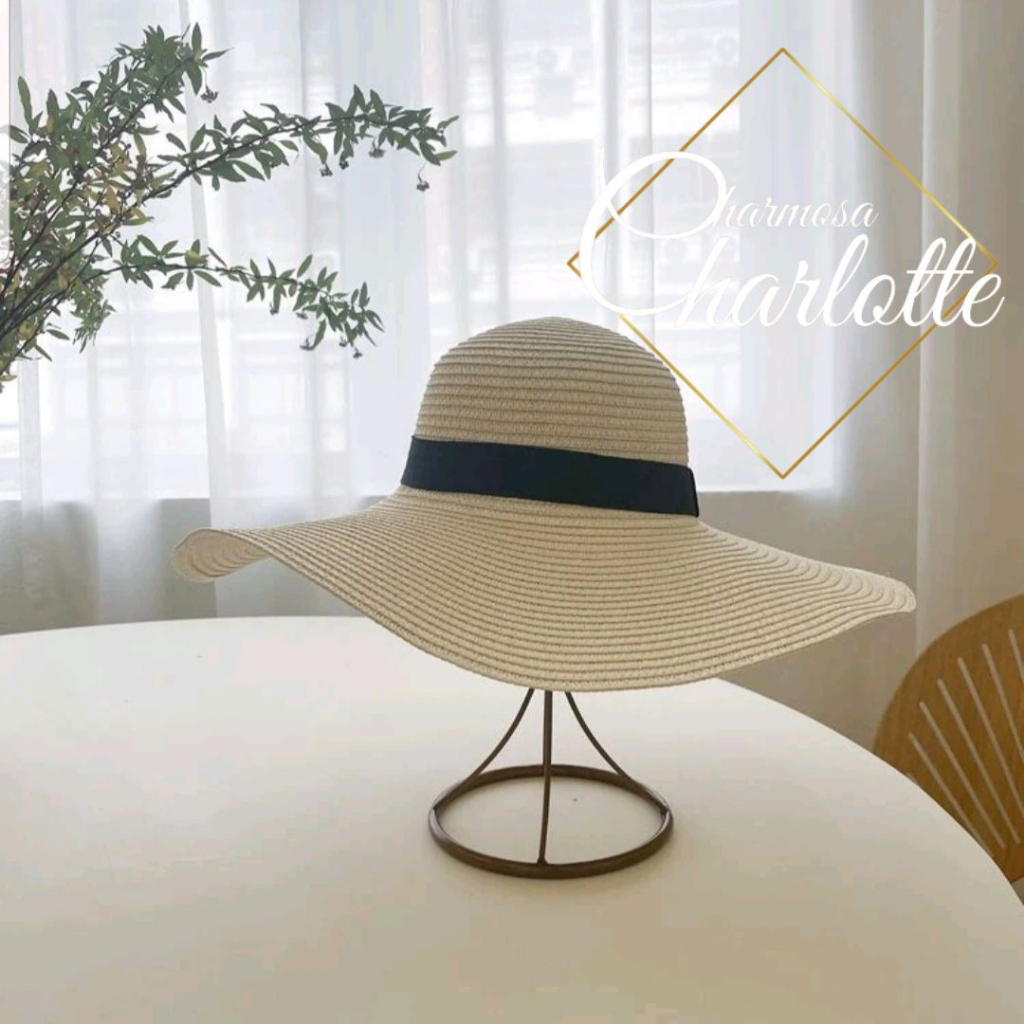 Chapéu Wide Brim Boho Praia Feminino Floppy  Palha Aba Piscina Verão