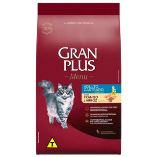 Ração GranPlus Menu Gatos Adultos Castrados Frango e Arroz