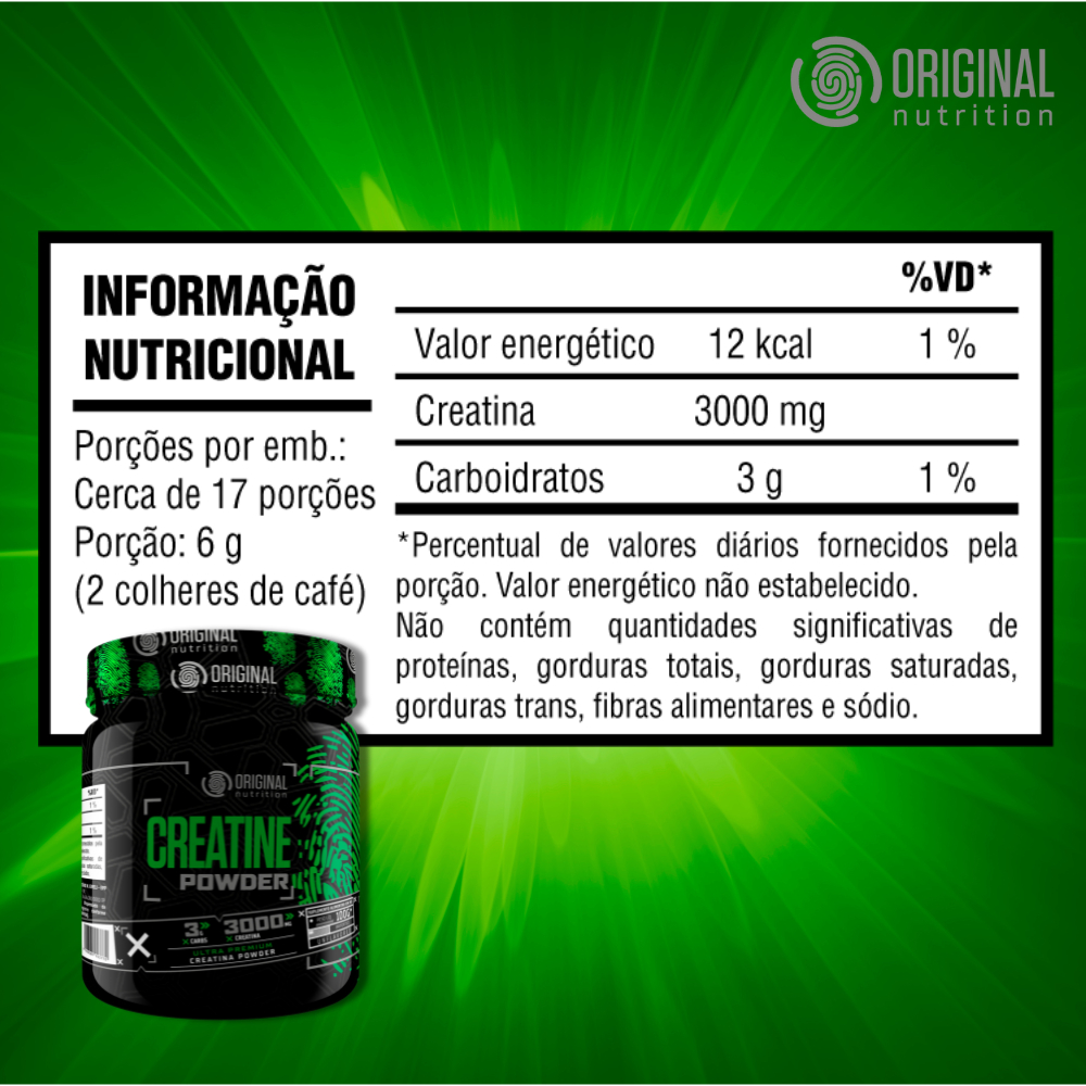 Detalhes do Kit 3x Creatina Powder 100g - Original Nutrition