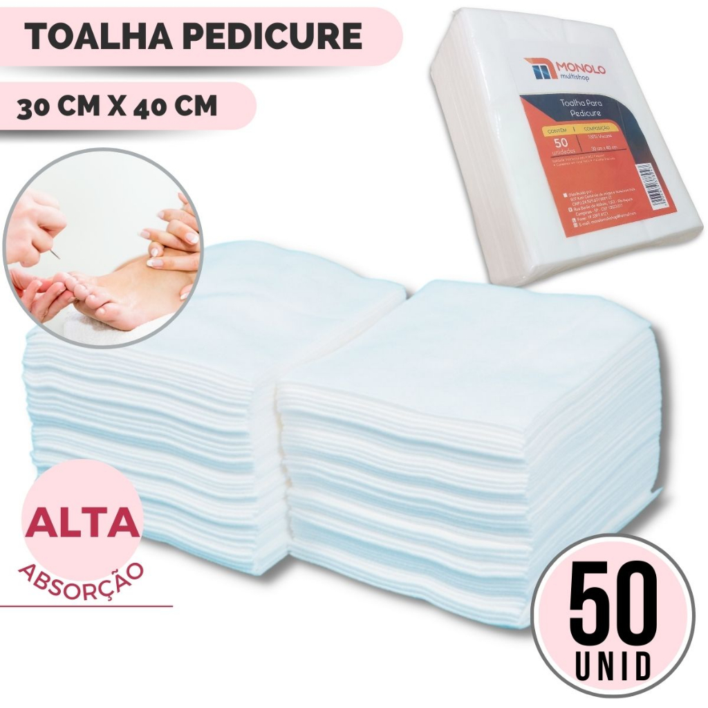 Toalha Descartável Pedicure 30x40 Cm Profissional Unha Mão Pé Cutícula Salão Cutelaria Alta Absorção