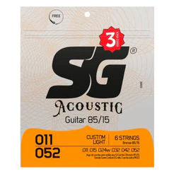 Pack 3 Encordoamentos .011 Aço Bronze 85/15 para Violão SG 6686