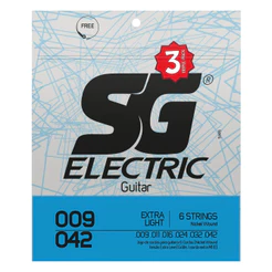 Pacote com 3 Encordoamentos .009 Níquel para Guitarra Tensão Extra Leve SG5145tp