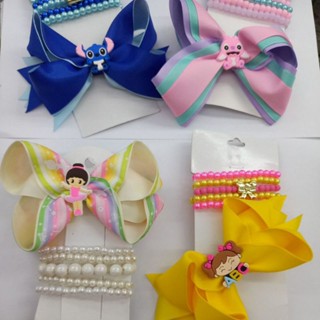 kit de laços e pulseira e laço bico de pato, wandinha,Stitch,bailarina,coroa,criança abc
