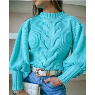 Blusa tricot feminina, blusa frio blogueirinha moda 2023