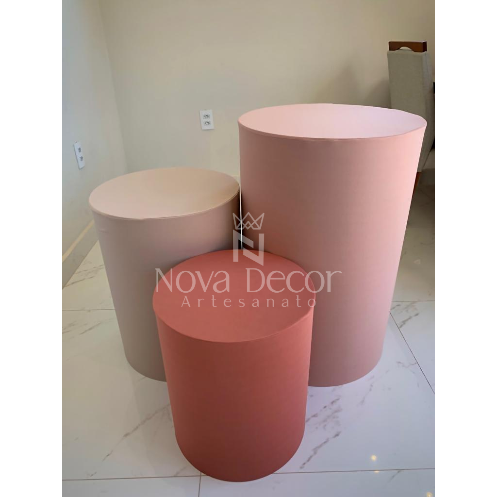 TRIO CAPAS PARA MESAS CILINDROS VESTE FÁCIL - COR TONS ROSA ANTIGO em Oferta na Shopee