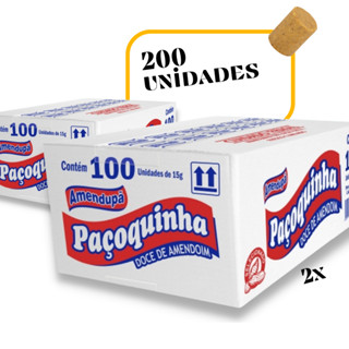 2x Paçoquinha Paçoca Rolha Amendupã Caixa - 200 unidades Total