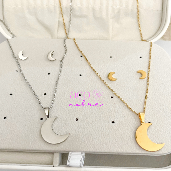 Kit Lua Colar e Brinco Aço Inox Não Escurece em Oferta na Shopee