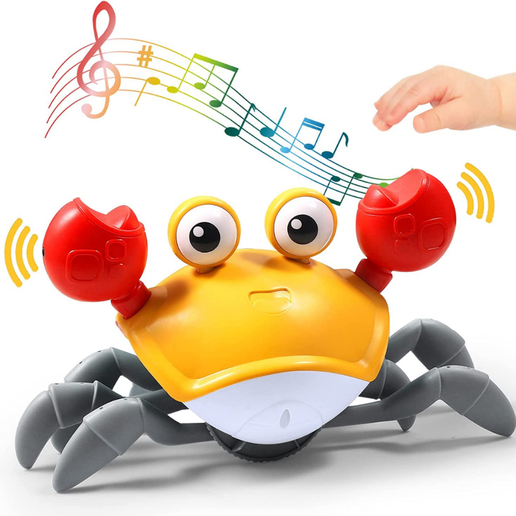 Brinquedo Bebê Carangueijo Caranguejo Pet USB Toca Música Com Sensor Movimento  Estimula Mobilidade