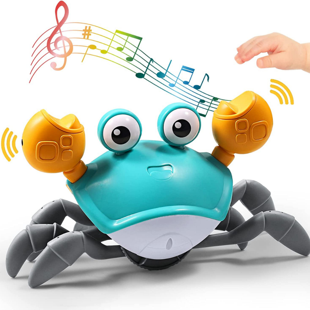 Brinquedo Bebê Carangueijo Caranguejo Fujão USB Toca Música Com Sensor de Movimento Indução Cor Azul