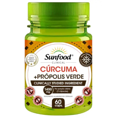 Cúrcuma + Própolis Verde 1400mg - 60 caps Sunfood