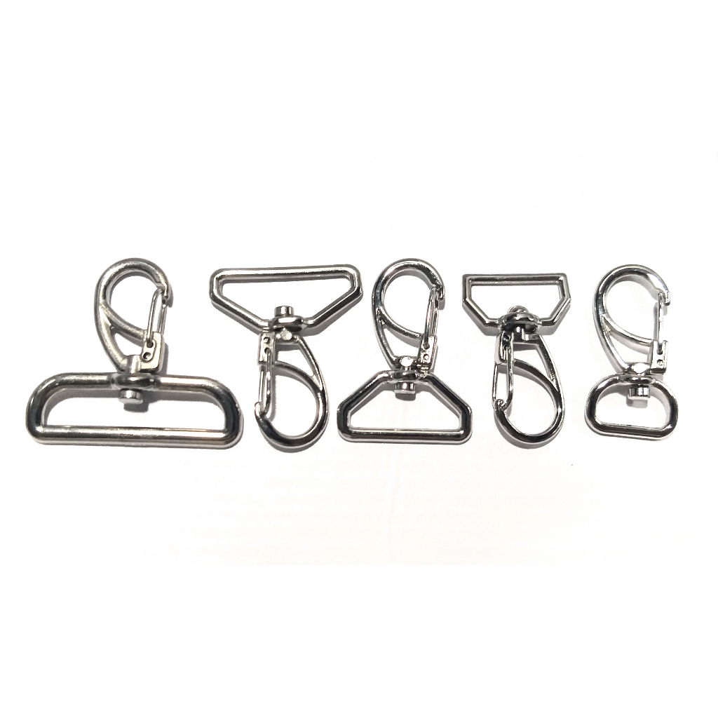 Mosquetão Prata - 2 Pares (4und)  - Vários Tamanhos - Bolsas Mochilas Alças